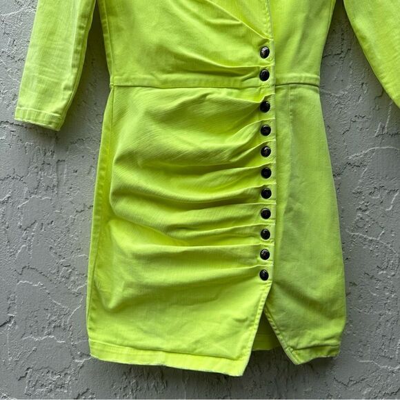 RETROFETE Willa Denim Jean Mini Dress Size Small Stretchy Button Front - Picture 9 of 10